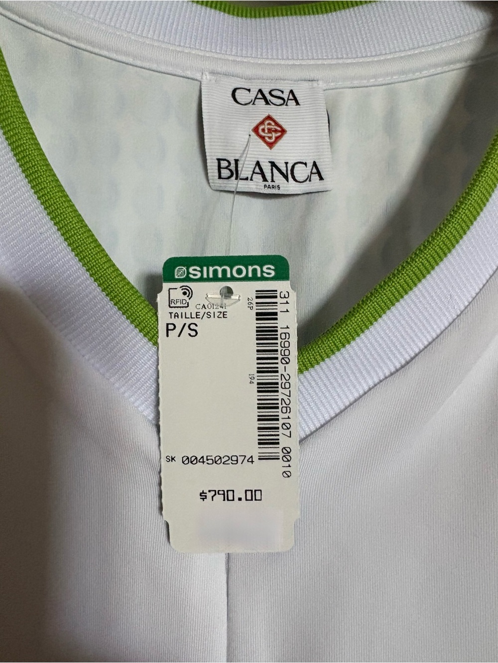 NWT- Casablanca Women's White Sleeveless Polo with Lime Trim - Picture 5 of 12